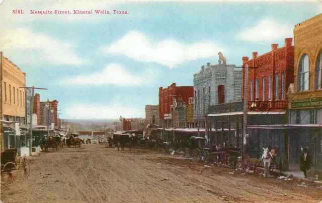 Texas, TX, Mineral Wells, Mesquite Street 1910's Postcard