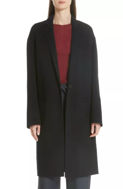 W224 Nwt Vince Modern Wool Blend Women Coat Size Xs, S, M, L Navy $695