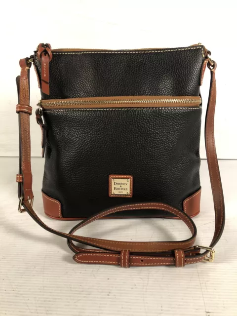 Dooney & Bourke Womens Black Leather Adjustable Strap Medium Crossbody Bag