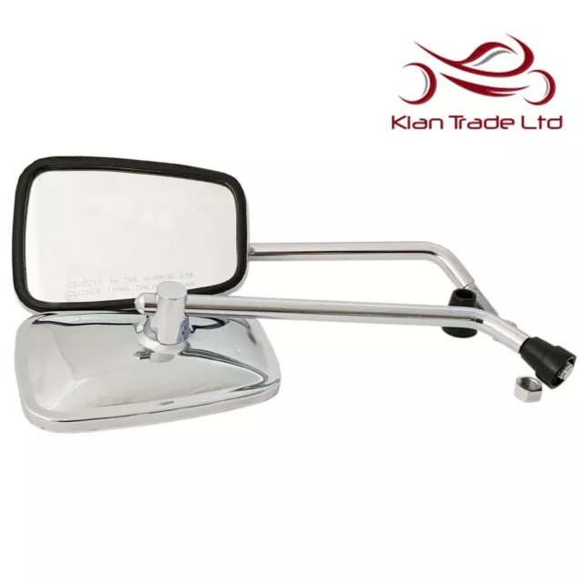 Pair Universal Motorcycle Mirrors Chrome Rear View Side Scooter Moped Motorbike