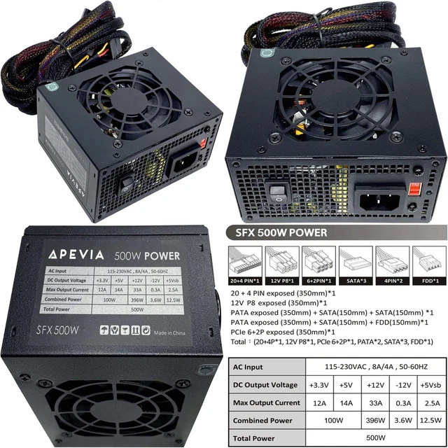 500W POWER SUPPLY SFXAP500W Mini ITX Solution/Micro ATX/SFX 5V 3.3V