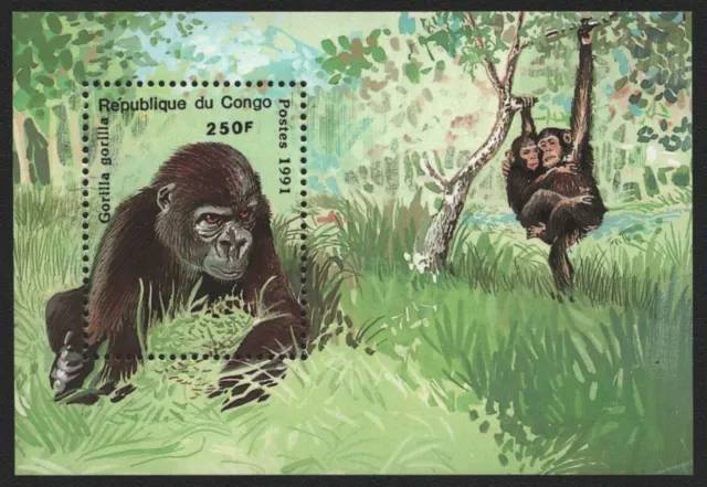 Kongo-Brazzaville 1991 - Mi-Nr. Block 85 ** - MNH - Affen / Monkeys