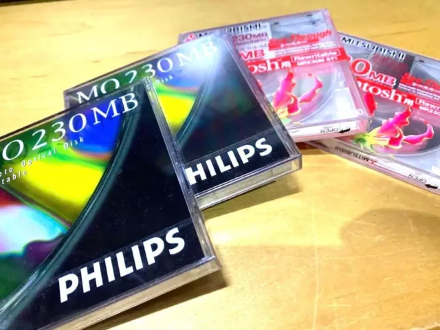 Lot of 4 PHILIPS, Mitsubishi 3.5inch 230MB MO Optical Disk Sealed from Japan F/S