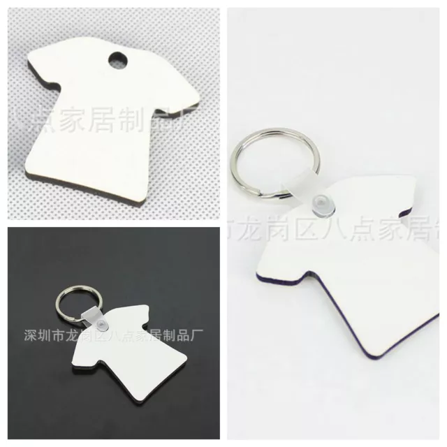 10Pcs Sublimation Wooden Hard Board Printing Key Rings Blank MDF Key Chain DIY