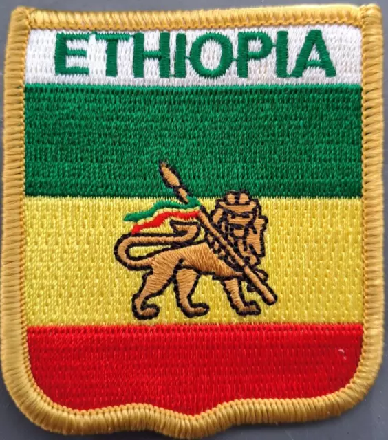 Ethiopia Lion of Judah Flag Shield Embroidered Patch Badge - LAST FEW