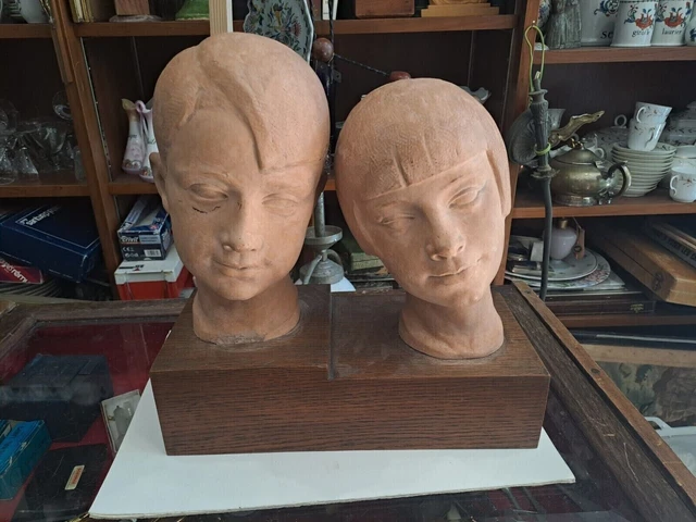 sculpture terre cuite buste enfants Etienne FORESTIER debut XX