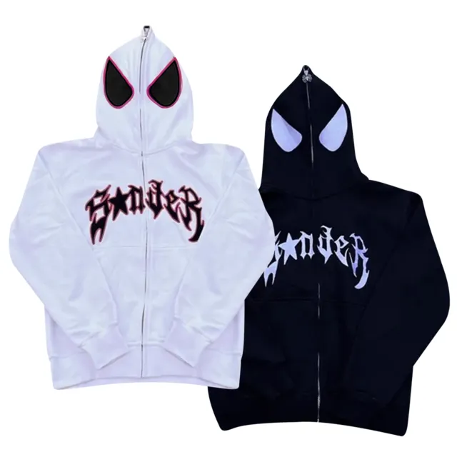 Spider Zip Hoodie Face Mask Kids Adults Costume Jumper Sweatshirts Zipper Jacket