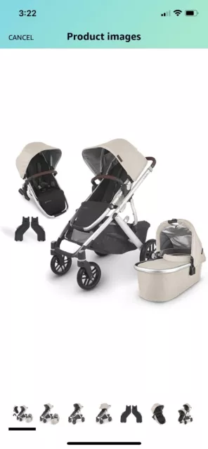 uppababy vista v2 double stroller with accessories and bassinet