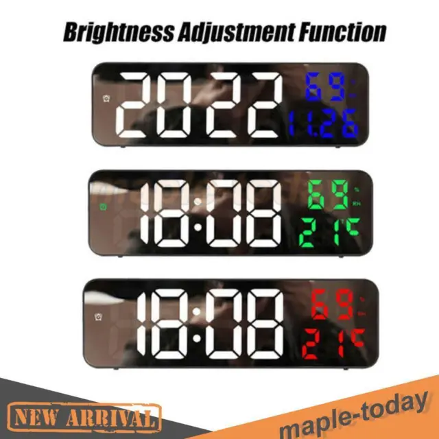 Digitaluhr Wanduhr LED Display Wecker Uhr mit Zeit Temperatur Luftfeuchtigkeit