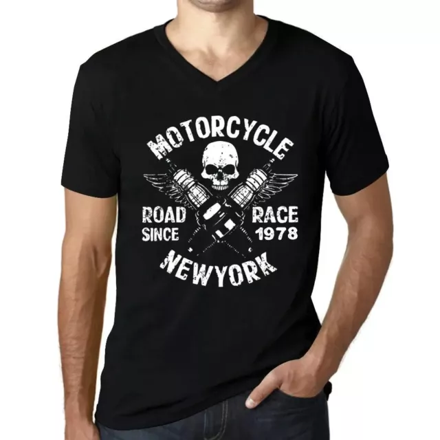ULTRABASIC Homme Tee-Shirt Col V Course De Moto Sur Route Depuis 1978