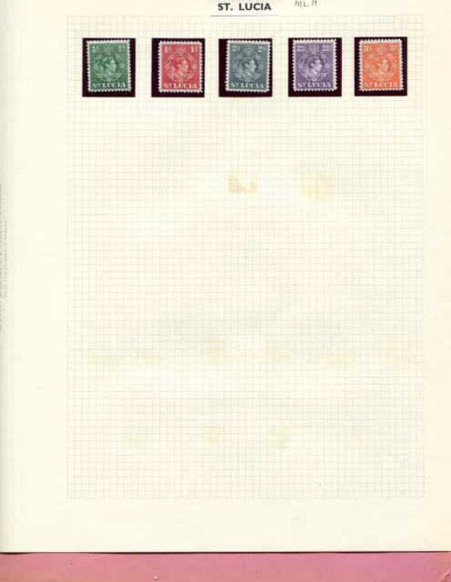 5 Kgv1 St Lucia Mint (Mlh) Stamps.