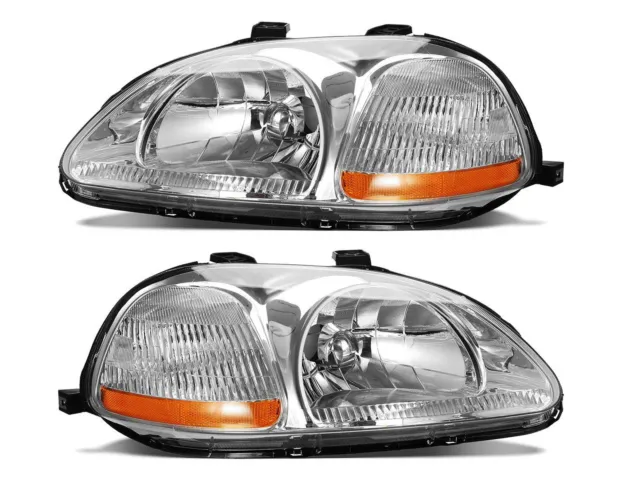 Headlights Headlamps Replacement for 96 - 98 Civic Driver Passenger Pair Set