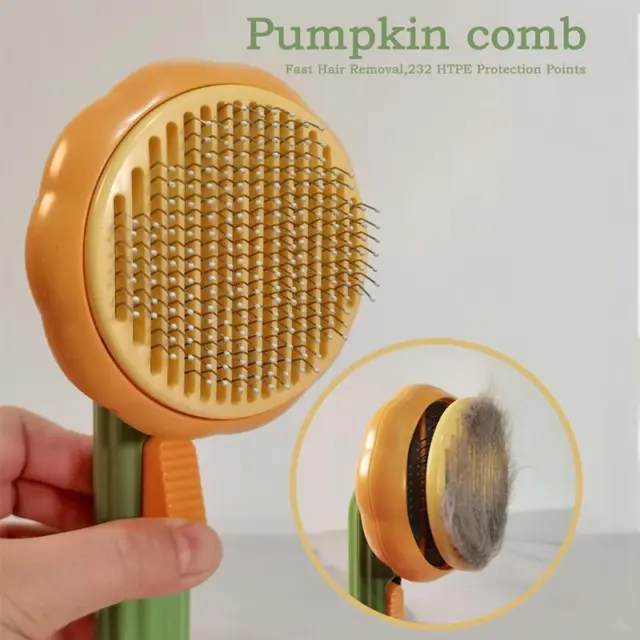 Pet Hair Brush Pumpkin Dog Cat comb Deshedding Self Cleaning Brush Hair Remover 2
