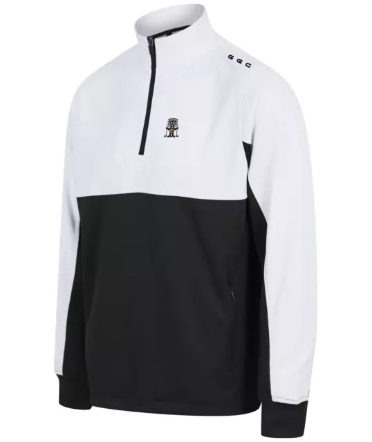 Golf God Clothing 1/4 Zip Pullover Mid Layer  Zipped Pockets Black/White Top