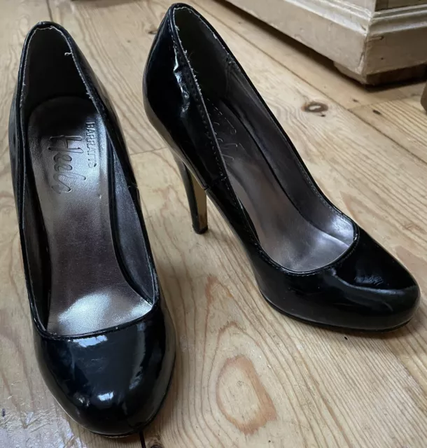 BARRETT’S BLACK PATENT Court Shoes. Stiletto Heels. Size UK 1. 10cm ...