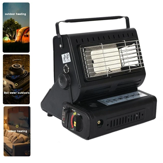 2in1 Tragbare Gasheizung 1,3KW Camping Butan Gas Kocher Keramik Heizung Heater