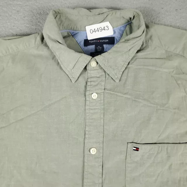 Tommy Hilfiger Shirt Mens XL Green Casual Button Up Short Sleeve