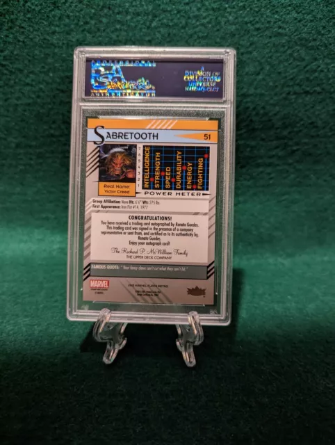 2015 Fleer Retro Marvel Auto Autograph Renato Guedes SABRETOOTH PSA 8 2