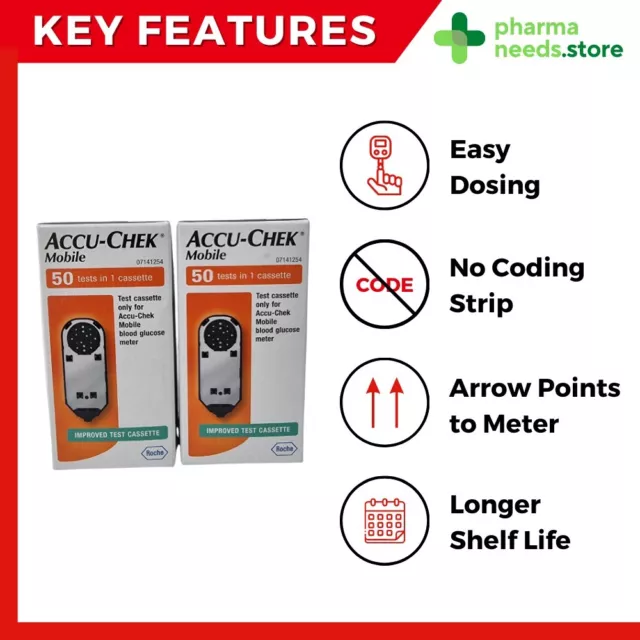 Accu-Chek Mobile Cassette Blood Glucose Test Strips 100 (50x2) - EXP: 02/25 2