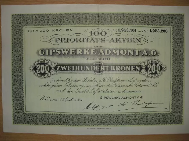 Gipswerke Admont AG  Wien 1923