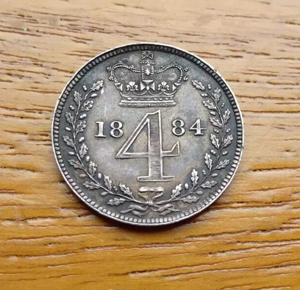 Queen Victoria Silver Maundy Fourpence 1884 4D Great Britain Uk