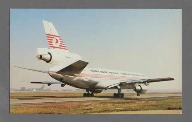 Turkish Airlines Douglas Dc-10 Vintage Airline Issue Postcard Thy Turk Hava Yoll