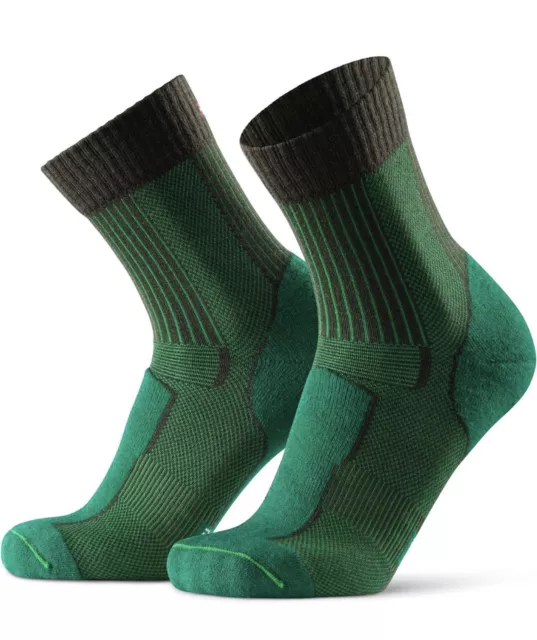 DANISH ENDURANCE Merino Wool Light Crew Hiking Socks 1 Pair Dark Green UK 9-12