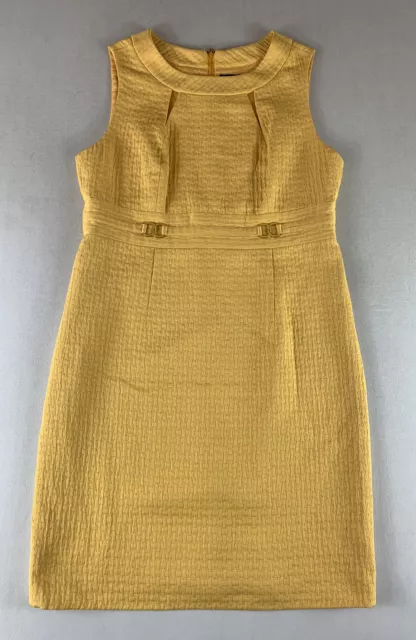 Tahari Arthur S. Levine Sheath Dress Womens Size 12P Yellow Sleeveless