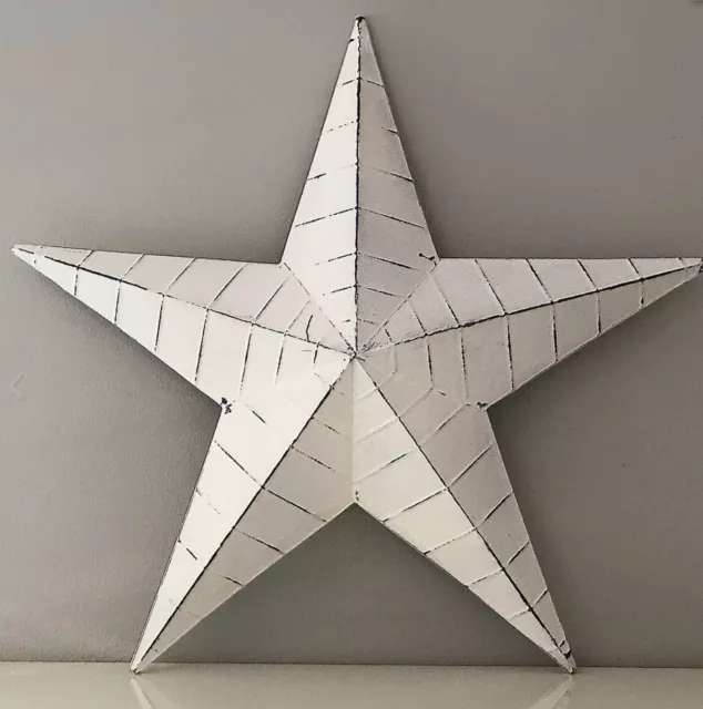 34cm White Washed Rustic Metal Amish Barn Star Hanging Wall Decoration New Home