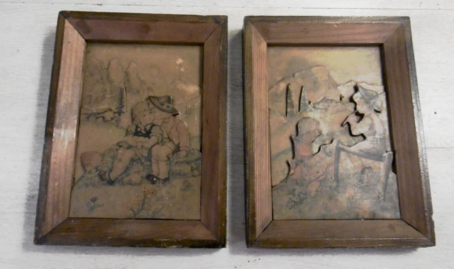 Pintura En Pirograbado De Heidi Y Peter Principios Del Xx Decoración De La...