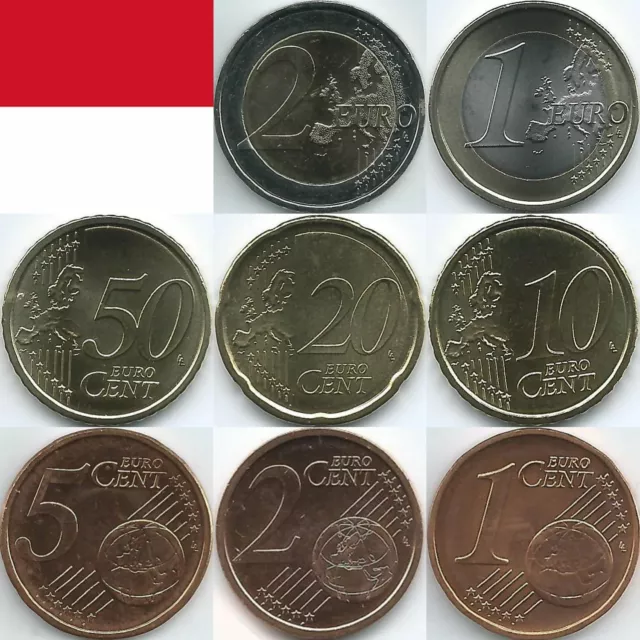 Monaco Euromünzen von 2001 bis 2023, unzirkuliert/bankfrisch