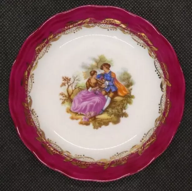 La Seynie Limoges France Courting Couple Small Dish  - 10cm