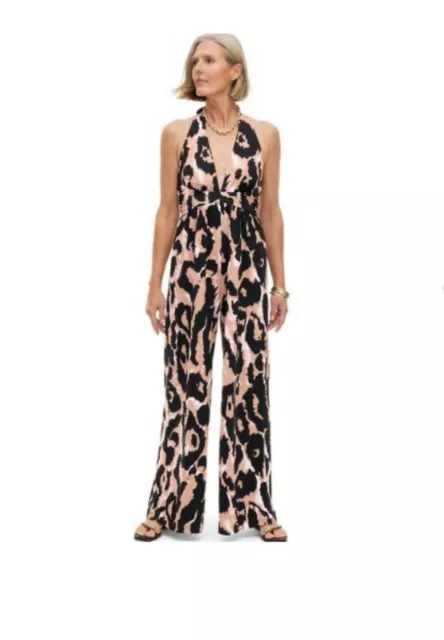 Diane Von Furstenberg DVF For Target Women's Halter Leopard Neutral Jumpsuit M