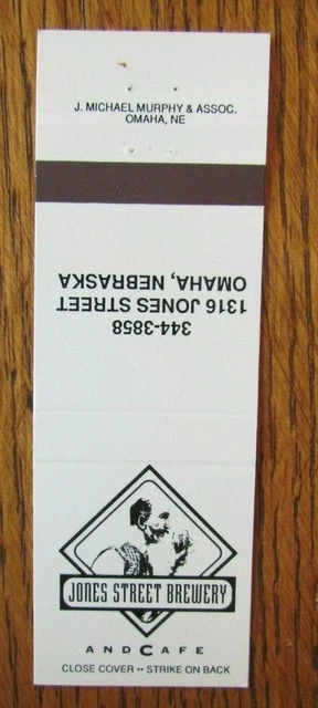 Jones Street Brewery & Cafe Brew Pub Matchbook Matchcover (Omaha, Nebraska) -E1 2