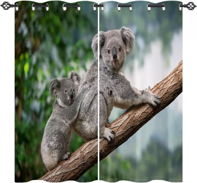 Koalas Curtains for Kids Bedroom Living Room Ring Blackout Door Decor UV Protect