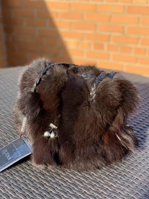 Genuine Fox Fur Bag With 100% Real Leather Details