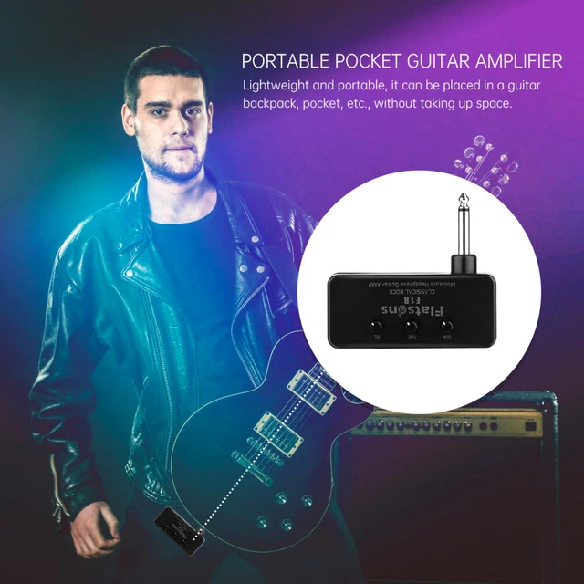 Portable Mini Audio Electric Guitar Amplifier Miniature Speaker Headphone Bass