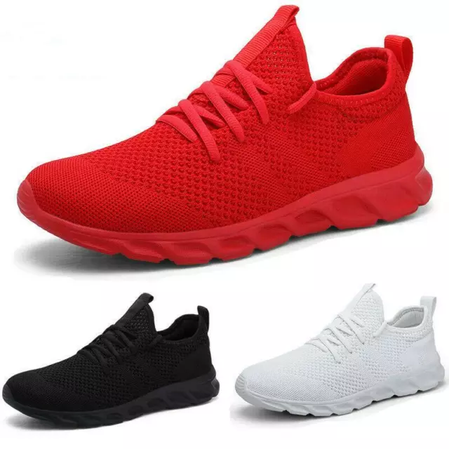 Womens Mens Trainers Athletic Shoes Lace Up Mesh Casual Running Sports Shoes