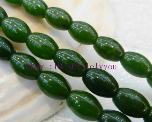 New 10x14mm Green Emerald Rice-shaped Gemstones Loose Beads 15'' AAA