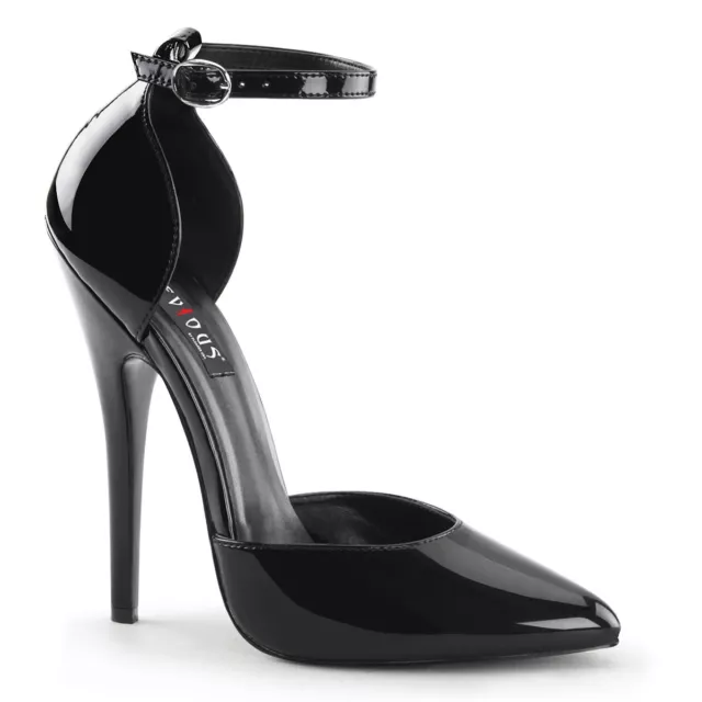 DOMINA-402 Devious tacco a spillo tacchi alti décolleté nero vernice laterale aperta