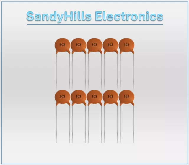 Ceramic Disc Capacitors Capacitor 1pF - 100 nF 50V Pack Size  1 / 5 / 10 / 20.