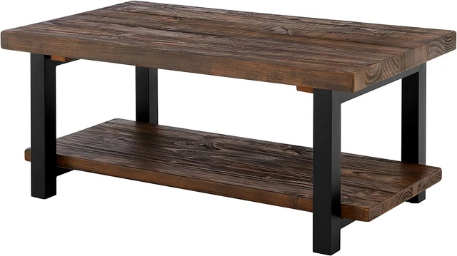 Alaterre Furniture Pomona Rustic Industrial Modern Vintage Metal and Solid Wood