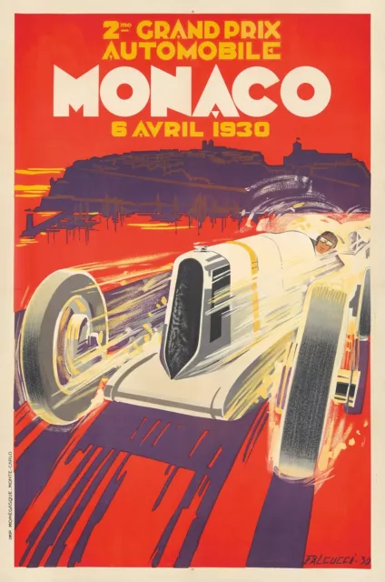 Vintage Monaco Grand Prix Auto Motor Race 1930 Print Poster Wall Art Picture A4+