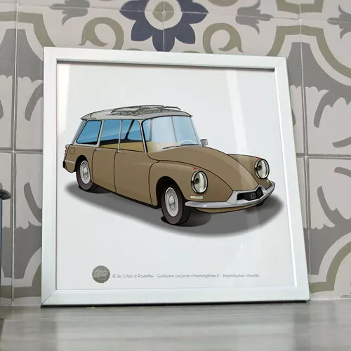 Citroën DS ID 19 F Poster ID19 beige antillais 1962 citroen ds id affiche