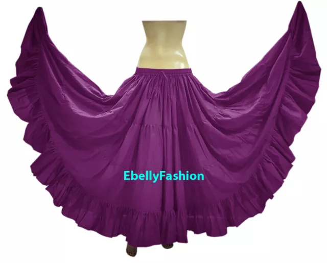 Light Purple Gypsy Cotton 16 Yard 4 Tiered Skirt Belly Dance  Tribal Boho Jupe