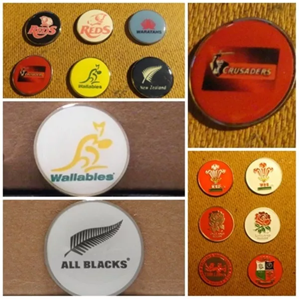 1 ONLY  GOLF BALL MARKER - rugby union teams Waratahs, All Blacks, Crusaders,