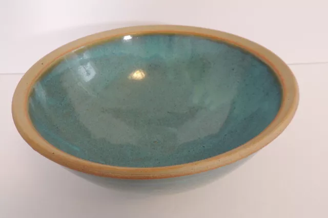 Vintage Art Pottery Blue Drip Glazed Bowl Artist Signed