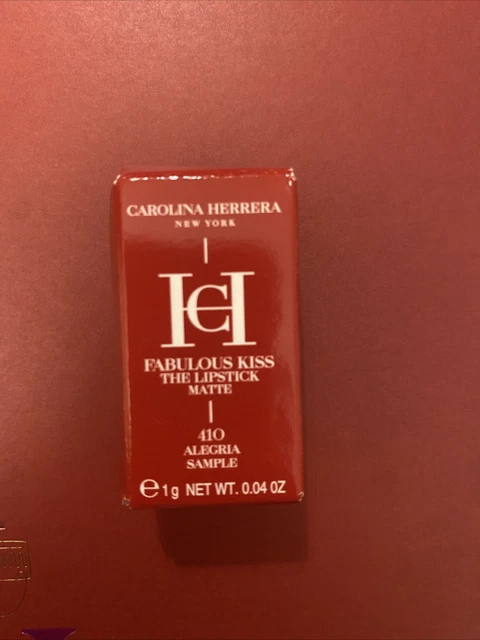 Mini lápiz labial rojo Carolina Herrera Alegria 410 tamaño de viaje rojo nuevo en caja con borla