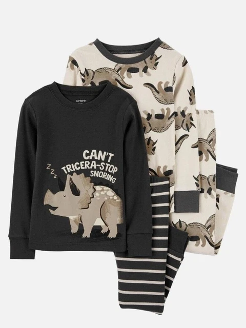 Carters 4 Piece Pajama Set for Boys Newborn or 12 Months Triceratops Unopened
