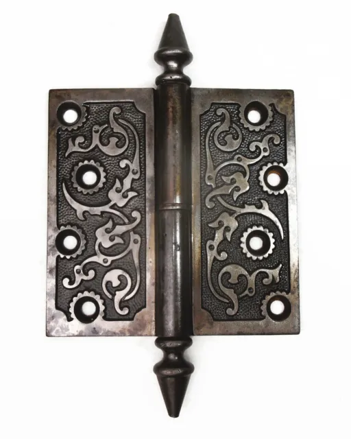 One Antique Ornate Eastlake Victorian Steeple Tip Door Hinge 4.5" x 4.5"